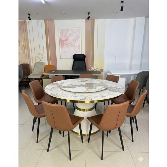 Marble pillar dining table set